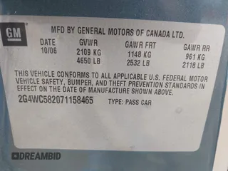 2007 Buick LaCrosse CX with VIN 2G4WC582071158465, listed as a IAAI auction lot 41960026 with 169,248 mi miles. Bid and sale history available at carsss.com. Image 9.
