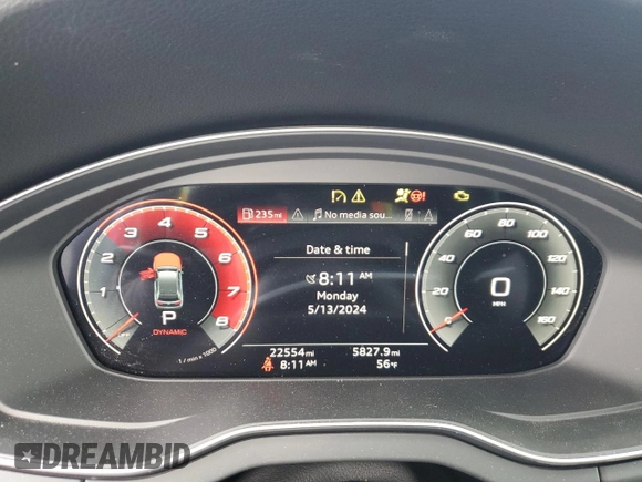 2022 Audi SQ5 Premium Plus with VIN WA1B4AFY7N2049525, listed as a Copart auction lot 54651604 with 22,554 mi miles and . Bid and sale history available at DreamBid. Image 9.