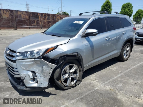2017 Toyota Highlander Hybrid Limited with VIN 5TDDGRFH7HS027591, listed as a Copart auction lot 59234185 with 87,136 mi miles and Salvage title. Bid and sale history available at DreamBid. Image 1.