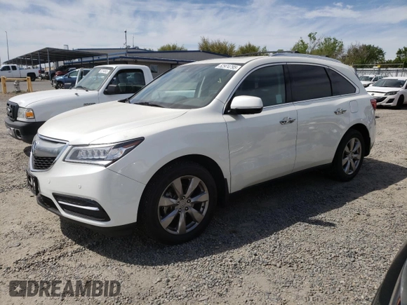 2016 Acura MDX w/Advance with VIN 5FRYD4H91GB029793, listed as a Copart auction lot 52974795 with 75,543 mi miles and Salvage Title. Bid and sale history available at carsss.com. Image 1.