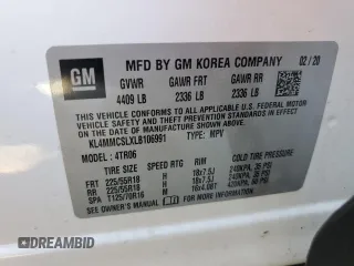 2020 Buick Encore GX Preferred с VIN KL4MMCSLXLB106991, выставлен на аукционе Copart как лот 56003145 с пробегом 74 242 миль миль и Списание • Salvage title. История ставок и продаж доступна на DreamBid. Изображение 13.