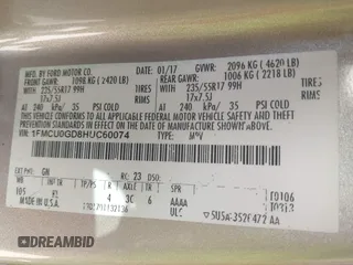 2017 Ford Escape SE z VIN 1FMCU0GD8HUC60074, wystawiony jako IAAI lot #41918443 z przebiegiem 85 787 mil mil oraz . Historia ofert i sprzedaży dostępna na DreamBid. Obrazek 9.