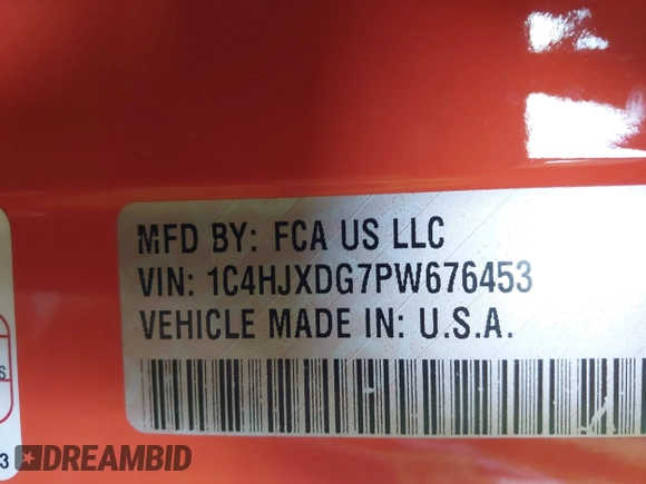 2023 Jeep Wrangler Sport with VIN 1C4HJXDG7PW676453, listed as a IAAI auction lot 42222995 with 32,347 mi miles and . Bid and sale history available at DreamBid. Image 9.