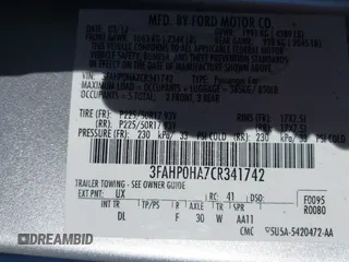 2012 Ford Fusion SE with VIN 3FAHP0HA7CR341742, listed as a IAAI auction lot 41670815 with 211,148 mi miles. Bid and sale history available at carsss.com. Image 9.