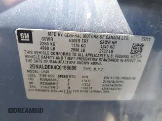2012 Chevrolet Equinox 1LT z VIN 2GNALDEK4C6156686, wystawiony jako Copart lot #56020775 z przebiegiem 150 326 mil mil oraz Szkody całkowita. Historia ofert i sprzedaży dostępna na DreamBid. Obrazek 14.