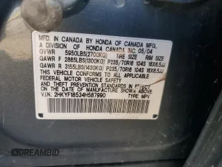 2004 Honda Pilot EX with VIN 2HKYF18534H587990, listed as a Copart auction lot 43003585 with 283,562 mi miles and Salvage Title. Bid and sale history available at DreamBid. Image 13.
