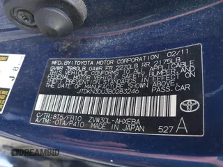 2011 Toyota Prius I with VIN JTDKN3DU3B0283246, listed as a IAAI auction lot 42218471 with 228,072 mi miles and . Bid and sale history available at DreamBid. Image 9.