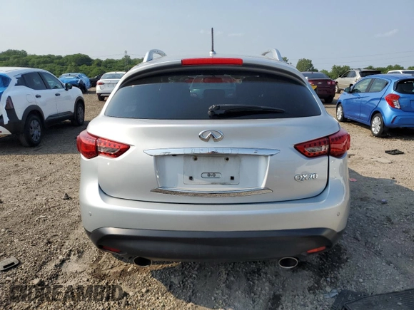 2014 Infiniti QX70 with VIN JN8CS1MW8EM411680, listed as a Copart auction lot 60350065 with 124,245 mi miles and Salvage title. Bid and sale history available at DreamBid. Image 6.