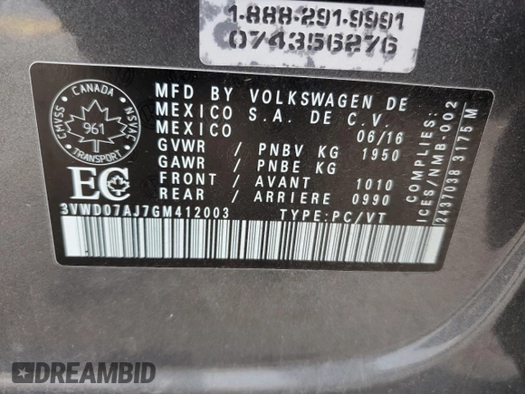 2016 Volkswagen Jetta SE z VIN 3VWD07AJ7GM412003, wystawiony jako Copart lot #63280224 z przebiegiem 175 323 mil mil oraz Szkoda całkowita • Salvage title. Historia ofert i sprzedaży dostępna na DreamBid. Obrazek 13.