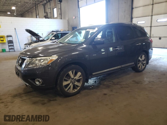 2013 Nissan Pathfinder Platinum z VIN 5N1AR2MM1DC607124, wystawiony jako Copart lot #71521174 z przebiegiem 144 126 mil mil oraz Czysty tytuł • Clean title. Historia ofert i sprzedaży dostępna na DreamBid. Obrazek 1.