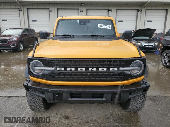 2022 Ford Bronco с VIN 1FMEE5DP5NLB51641, выставлен на аукционе Copart как лот 56281205 с пробегом 37 683 миль миль и Списание • Salvage title. История ставок и продаж доступна на DreamBid. Изображение 5.