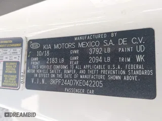 2019 Kia Forte LXS with VIN 3KPF24AD7KE042205, listed as a IAAI auction lot 41895139 with 98,183 mi miles. Bid and sale history available at carsss.com. Image 9.