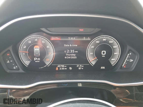 2020 Audi Q3 S line Premium Plus with VIN WA1EECF36L1030607, listed as a Copart auction lot 54425725 with 45,796 mi miles and Salvage title. Bid and sale history available at DreamBid. Image 9.