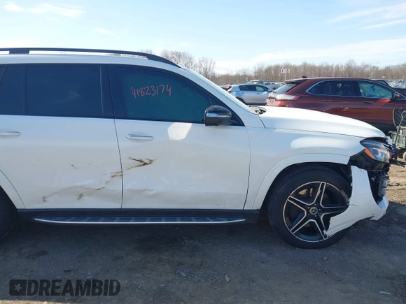 2021 Mercedes-Benz GLS 580 with VIN 4JGFF8GE9MA566937, listed as a IAAI auction lot 41823174 with 61,404 mi miles and . Bid and sale history available at DreamBid. Image 6.