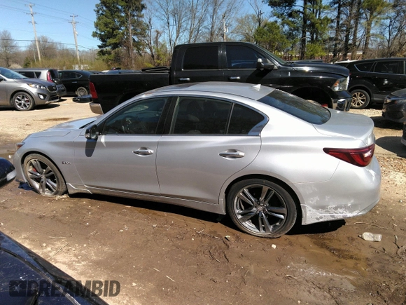 2020 Infiniti Q50 Red Sport 400 with VIN JN1FV7AP2LM630098, listed as a IAAI auction lot 41828404 with 33,962 mi miles and . Bid and sale history available at DreamBid. Image 14.