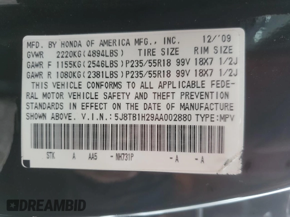 2010 Acura RDX with VIN 5J8TB1H29AA002880, listed as a Copart auction lot 44302955 with 170,396 mi miles and Salvage Title. Bid and sale history available at carsss.com. Image 16.