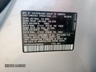 2018 Volkswagen Atlas S с VIN 1V2AP2CA0JC594538, выставлен на аукционе Copart как лот 63943215 с пробегом 133 909 миль миль и Списание • Salvage title. История ставок и продаж доступна на DreamBid. Изображение 13.