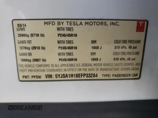 2014 Tesla Model S 60 с VIN 5YJSA1H18EFP33284, выставлен на аукционе Copart как лот 57434905 с пробегом 156 750 миль миль и Списание • Salvage title. История ставок и продаж доступна на DreamBid. Изображение 12.