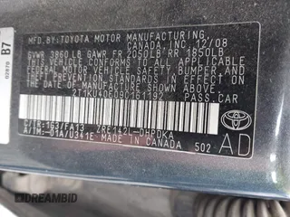 2009 Toyota Matrix z VIN 2T1KU40E09C161192, wystawiony jako IAAI lot #42199476 z przebiegiem 190 275 mil mil oraz . Historia ofert i sprzedaży dostępna na DreamBid. Obrazek 9.