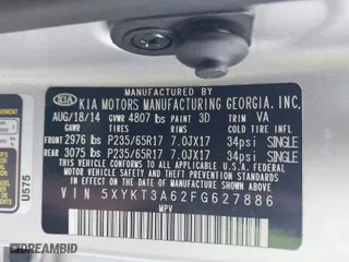 2015 Kia Sorento LX with VIN 5XYKT3A62FG627886, listed as a IAAI auction lot 41250480 with NaN miles. Bid and sale history available at carsss.com. Image 9.