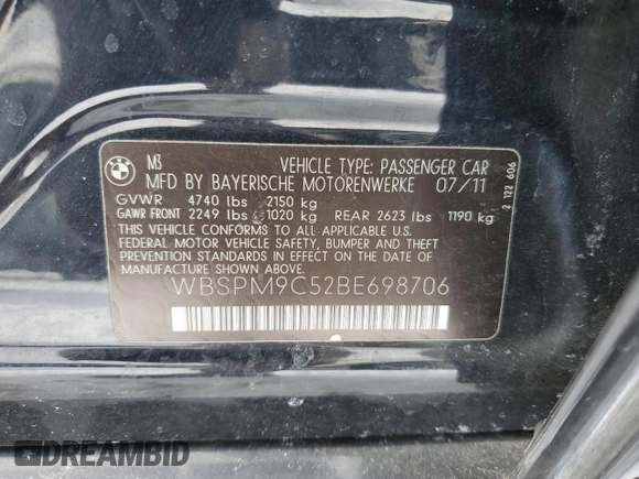 2011 BMW M3 z VIN WBSPM9C52BE698706, wystawiony jako Copart lot #44998075 z przebiegiem 125 818 mil mil oraz Szkoda całkowita • Salvage title. Historia ofert i sprzedaży dostępna na DreamBid. Obrazek 12.