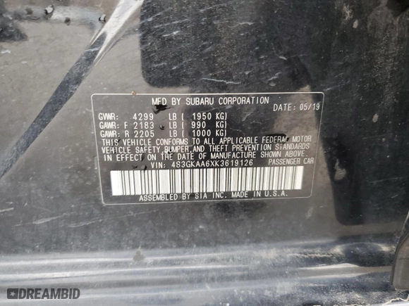 2019 Subaru Impreza with VIN 4S3GKAA6XK3619126, listed as a Copart auction lot 50822385 with 77,375 mi miles and Salvage Title. Bid and sale history available at carsss.com. Image 13.