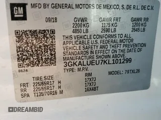 2019 GMC Terrain SLE Diesel with VIN 3GKALUEU7KL101299, listed as a Copart auction lot 69410784 with 101,421 mi miles and Salvage Title. Bid and sale history available at carsss.com. Image 14.