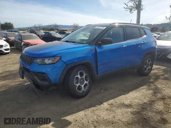 2022 Jeep Compass Trailhawk с VIN 3C4NJDDB1NT226032, выставлен на аукционе Copart как лот 50237725 с пробегом 44 805 миль миль и Списание • Salvage title. История ставок и продаж доступна на DreamBid. Изображение 1.