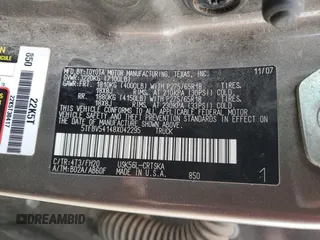 2008 Toyota Tundra 4WD Truck with VIN 5TFBV54148X042295, listed as a Copart auction lot 51955435 with 0 mi miles and Clean Title. Bid and sale history available at carsss.com. Image 12.