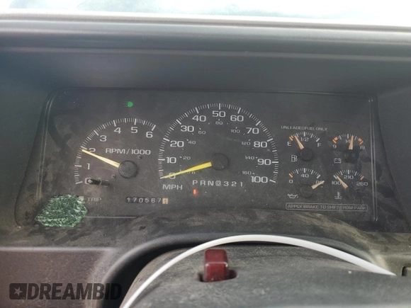 1997 GMC Sierra 1500 with VIN 1GTGC24JXVE524979, listed as a Copart auction lot 79087634 with 170,567 mi miles and Salvage Title. Bid and sale history available at DreamBid. Image 9.