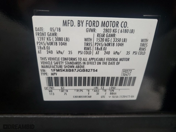 2018 Ford Explorer with VIN 1FM5K8B87JGB82754, listed as a Copart auction lot 41696215 with 79,175 mi miles and Clean Title. Bid and sale history available at carsss.com. Image 13.