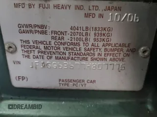 2007 Subaru Impreza Outback Special Sports с VIN JF1GG63677H807775, выставлен на аукционе Copart как лот 87887555 с пробегом 155 211 миль миль и Списание • Salvage title. История ставок и продаж доступна на DreamBid. Изображение 14.