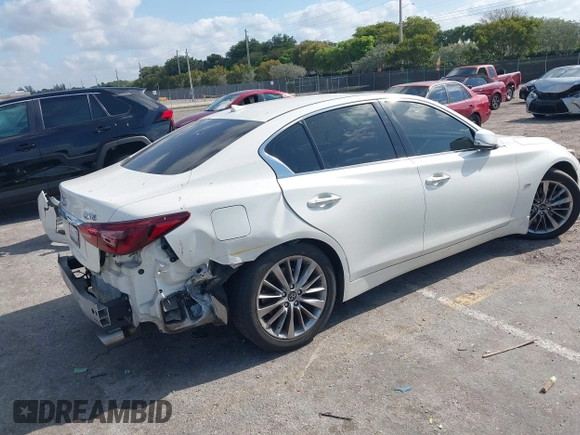 2020 Infiniti Q50 Luxe with VIN JN1EV7AP6LM201462, listed as a IAAI auction lot 42090939 with 50,633 mi miles and . Bid and sale history available at DreamBid. Image 4.