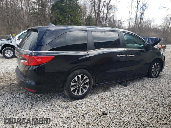 2023 Honda Odyssey EX-L with VIN 5FNRL6H69PB048988, listed as a Copart auction lot 50163455 with 35,475 mi miles and Salvage Title. Bid and sale history available at carsss.com. Image 3.