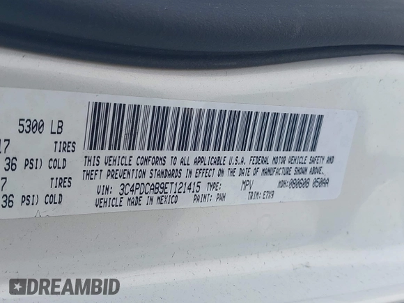 2014 Dodge Journey SE with VIN 3C4PDCAB9ET121415, listed as a IAAI auction lot 42138601 with 157,043 mi miles. Bid and sale history available at carsss.com. Image 9.