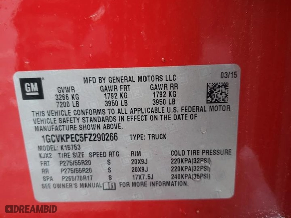 2015 Chevrolet Silverado 1500 LS with VIN 1GCVKPEC5FZ290266, listed as a Copart auction lot 44140405 with 140,890 mi miles and Salvage Title. Bid and sale history available at carsss.com. Image 12.