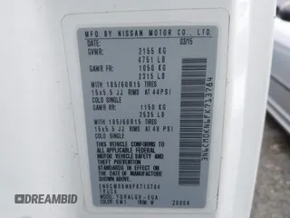 2015 Nissan NV200 SV with VIN 3N6CM0KN6FK713784, listed as a IAAI auction lot 41834734 with 190,056 mi miles. Bid and sale history available at carsss.com. Image 9.
