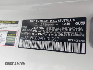 2010 Mercedes-Benz E with VIN WDDKJ5GB0AF005357, listed as a IAAI auction lot 42020474 with 133,117 mi miles. Bid and sale history available at carsss.com. Image 9.