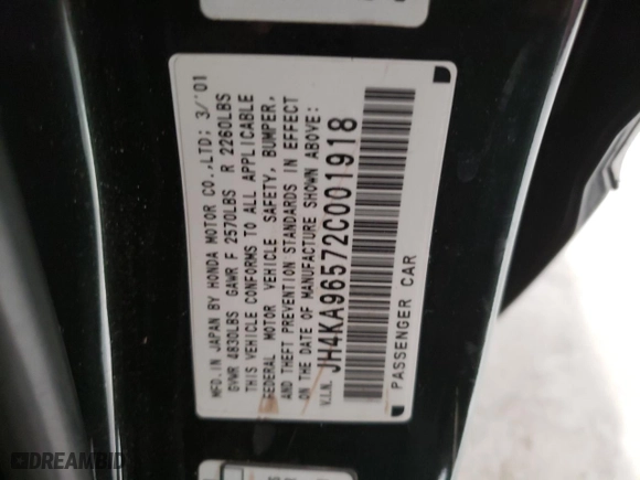 2002 Acura RL with VIN JH4KA96572C001918, listed as a Copart auction lot 42084145 with 169,233 mi miles and Salvage Title. Bid and sale history available at carsss.com. Image 12.