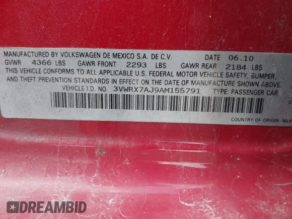 2010 Volkswagen Jetta SEL с VIN 3VWRX7AJ9AM155791, выставлен на аукционе IAAI как лот 42432281 с пробегом 96 667 миль миль и . История ставок и продаж доступна на DreamBid. Изображение 9.