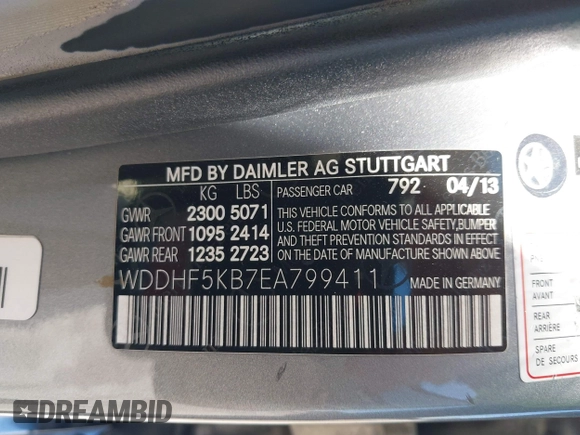 2014 Mercedes-Benz E 350 Sport with VIN WDDHF5KB7EA799411, listed as a IAAI auction lot 42287331 with 192,595 mi miles and . Bid and sale history available at DreamBid. Image 9.