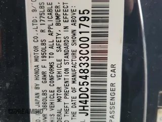 2003 Acura RSX z VIN JH4DC54833C001795, wystawiony jako Copart lot #45977325 z przebiegiem 158 762 mil mil oraz Szkoda całkowita • Salvage title. Historia ofert i sprzedaży dostępna na DreamBid. Obrazek 12.