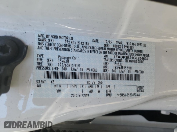 2016 Ford Focus S with VIN 1FADP3E21GL254632, listed as a Copart auction lot 47493505 with 63,194 mi miles and Salvage Title. Bid and sale history available at carsss.com. Image 13.