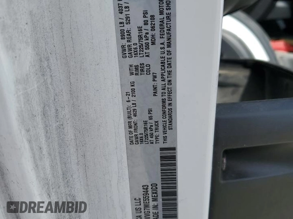 2021 Ram ProMaster Cargo with VIN 3C6LRVVG7ME559443, listed as a Copart auction lot 47386865 with Not Provided miles and Salvage Title. Bid and sale history available at DreamBid. Image 13.