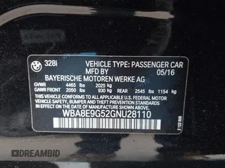 2016 BMW 3 Series 328i with VIN WBA8E9G52GNU28110, listed as a IAAI auction lot 41788797 with 96,910 mi miles. Bid and sale history available at carsss.com. Image 9.