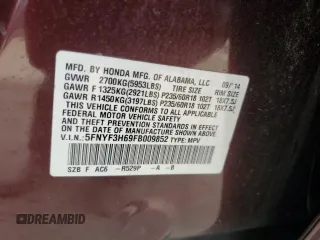 2015 Honda Pilot EX-L with VIN 5FNYF3H69FB009852, listed as a Copart auction lot 79179094 with 117,361 mi miles and Salvage Title. Bid and sale history available at carsss.com. Image 14.