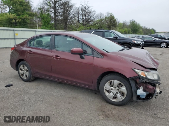 2015 Honda Civic LX with VIN 19XFB2F55FE277908, listed as a Copart auction lot 59077815 with 115,365 mi miles and Salvage title. Bid and sale history available at DreamBid. Image 4.