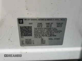 2020 GMC Terrain SLT with VIN 3GKALPEX8LL267859, listed as a Copart auction lot 60668745 with 38,883 mi miles and Salvage title. Bid and sale history available at DreamBid. Image 13.