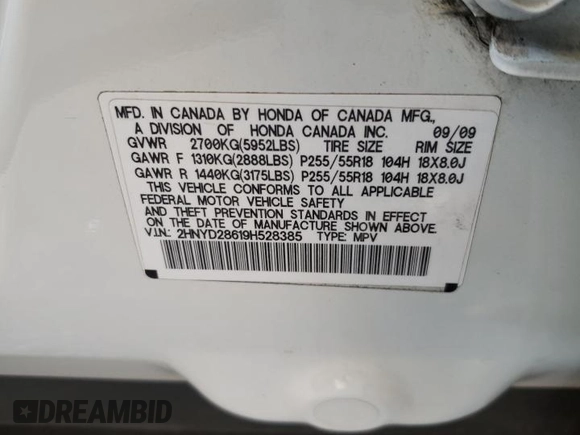 2009 Acura MDX Tech Pkg with VIN 2HNYD28619H528385, listed as a Copart auction lot 53829795 with 226,681 mi miles and Salvage Title. Bid and sale history available at carsss.com. Image 13.