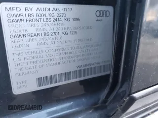 2017 Audi allroad Premium Plus with VIN WA18NBF47HA113048, listed as a Copart auction lot 87935685 with 76,302 mi miles and Salvage Title. Bid and sale history available at carsss.com. Image 12.